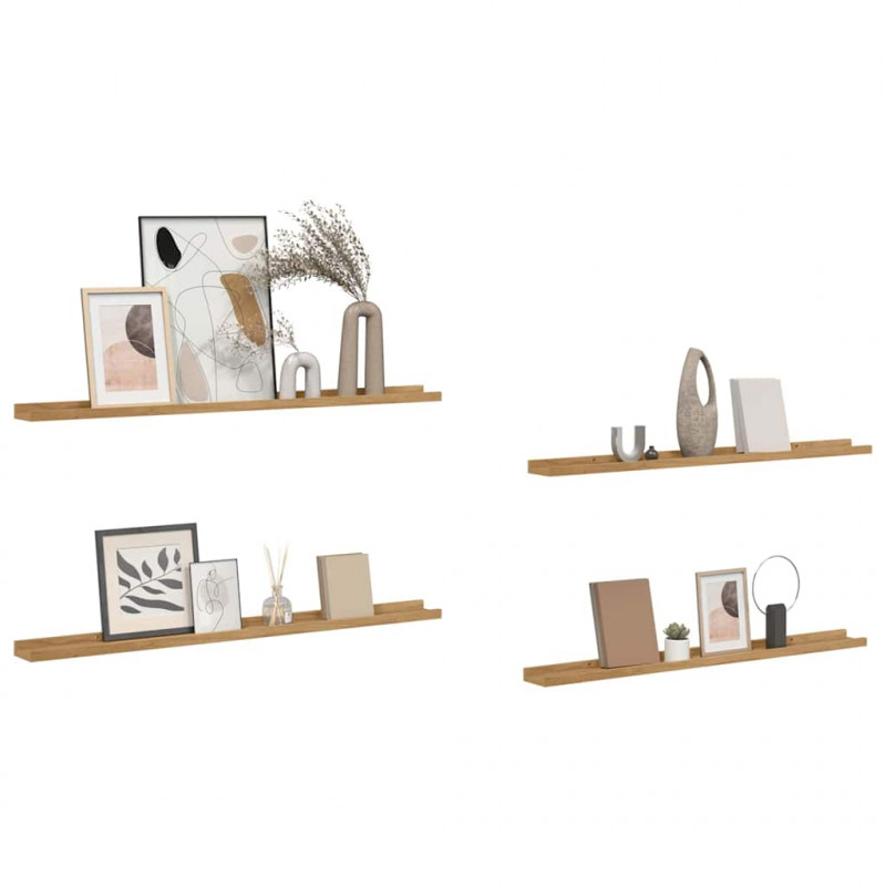 Półka ścienna z półką 4 pcs Brązowy 100 x 9 x 3 cm