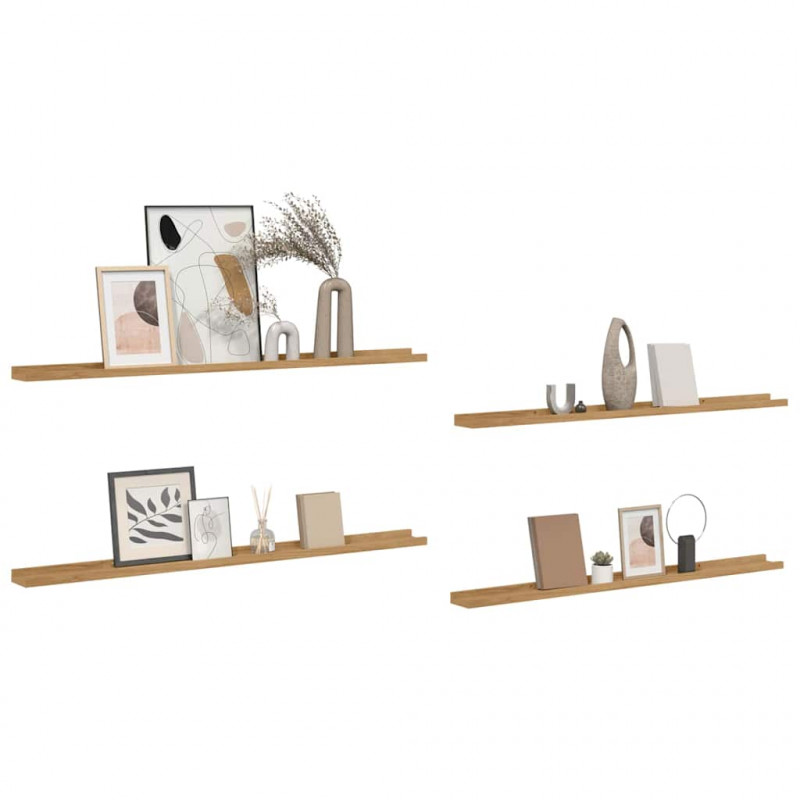 Półka ścienna z półką 4 pcs Brązowy 115 x 9 x 3 cm