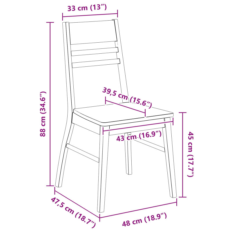 Krzesła jadalne 2 pcs Biały 43 x 54 x 89 cm Drewno Gumowe