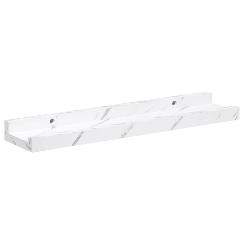 Półka ścienna z półką 2 pcs Biały marmur 40 x 9 x 3 cm