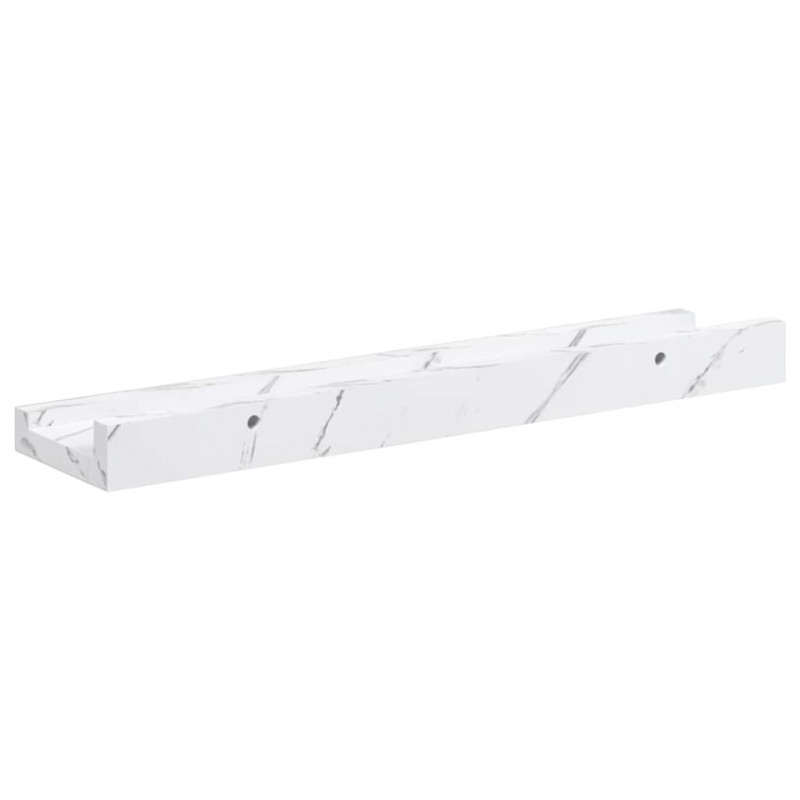 Półka ścienna z półką 2 pcs Biały marmur 40 x 9 x 3 cm