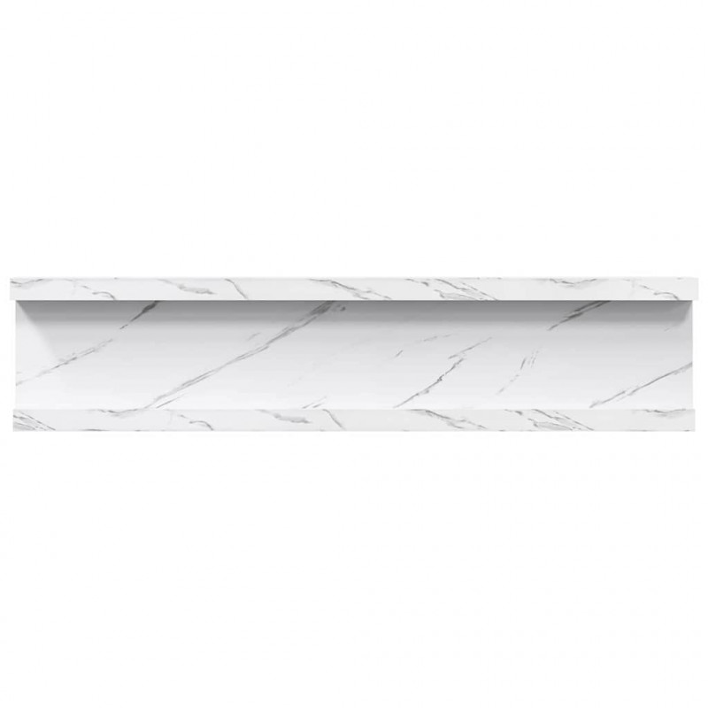 Półka ścienna z półką 2 pcs Biały marmur 40 x 9 x 3 cm