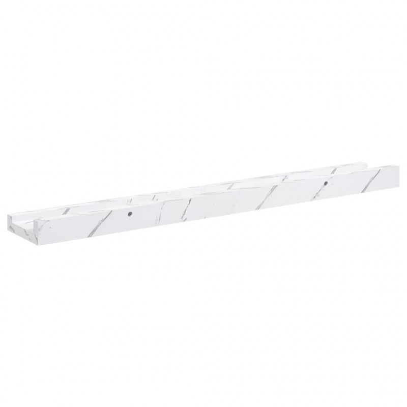 Półka ścienna z półką 2 pcs Biały marmur 60 x 9 x 3 cm