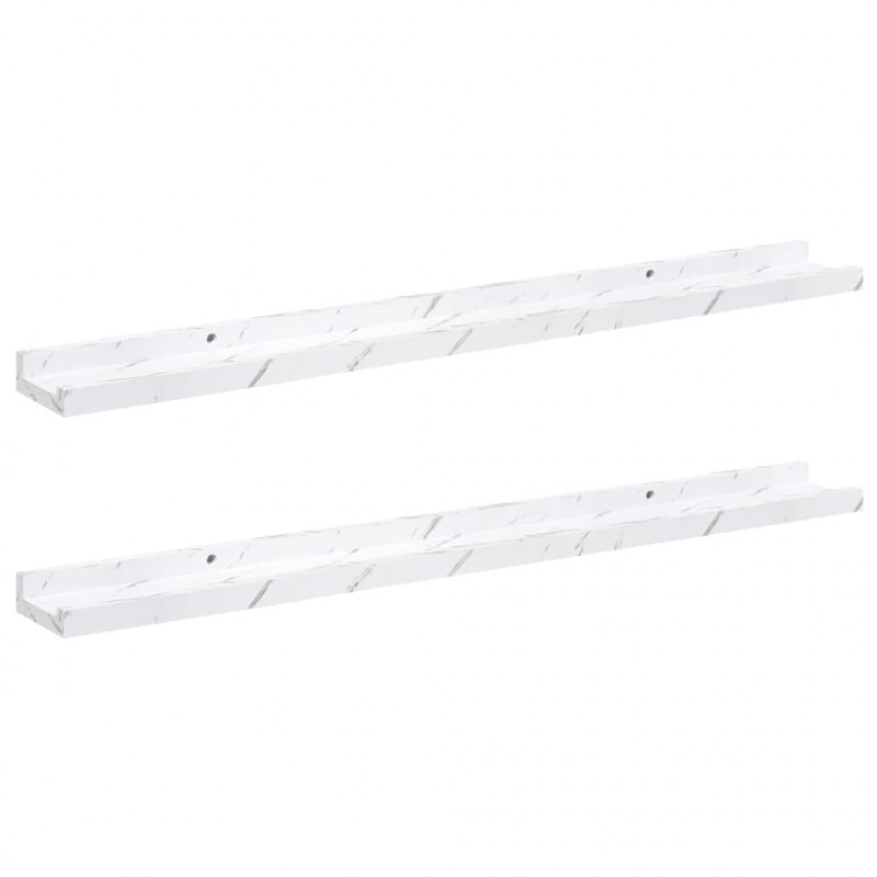 Półka ścienna z półką 2 pcs Biały marmur 80 x 9 x 3 cm