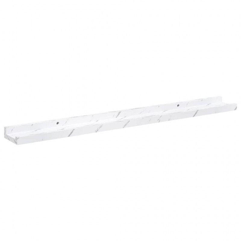 Półka ścienna z półką 2 pcs Biały marmur 80 x 9 x 3 cm