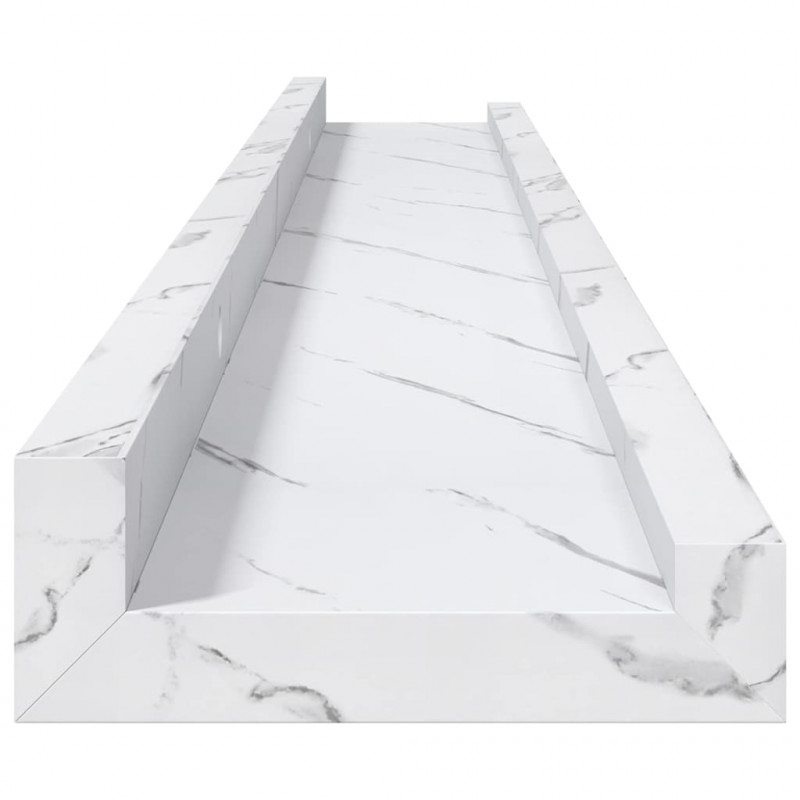 Półka ścienna z półką 2 pcs Biały marmur 80 x 9 x 3 cm