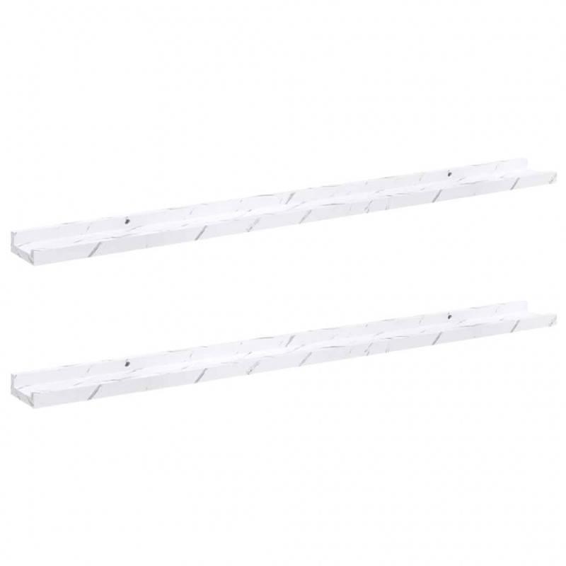 Półka ścienna z półką 2 pcs Biały marmur 100 x 9 x 3 cm