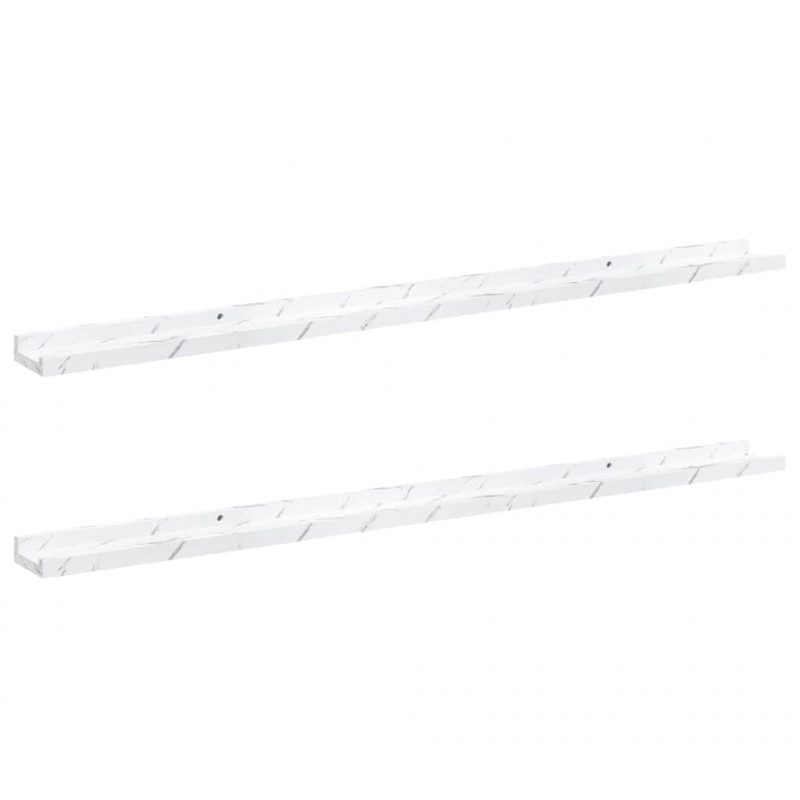 Półka ścienna z półką 2 pcs Biały marmur 115 x 9 x 3 cm