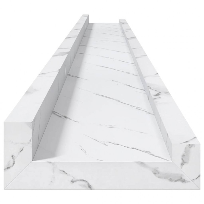 Półka ścienna z półką 2 pcs Biały marmur 115 x 9 x 3 cm