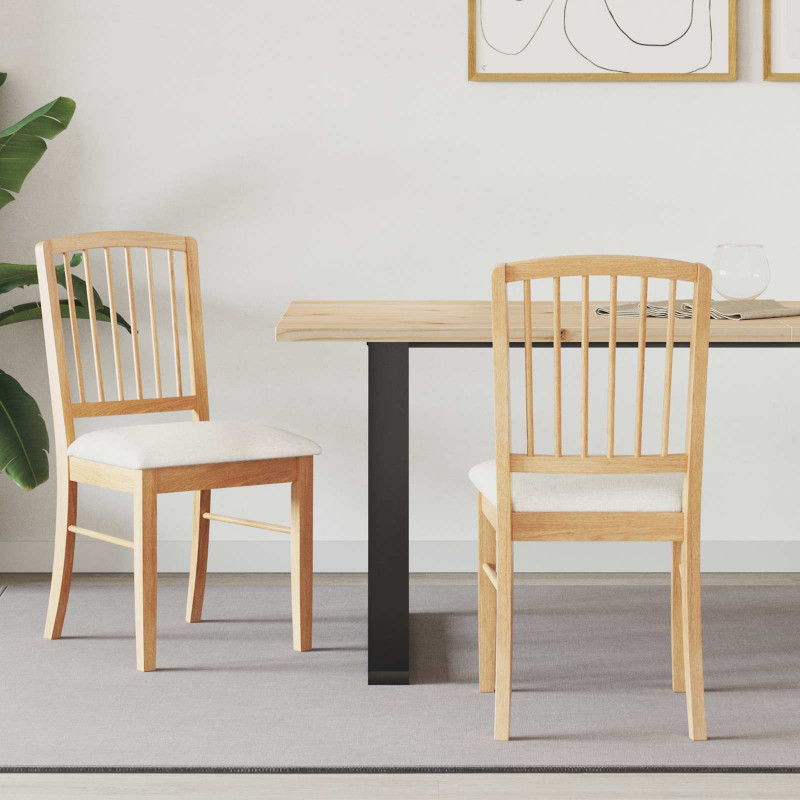 Krzesła jadalne 2 pcs Naturalny 50 x 52,5 x 91 cm Drewno Gumowe