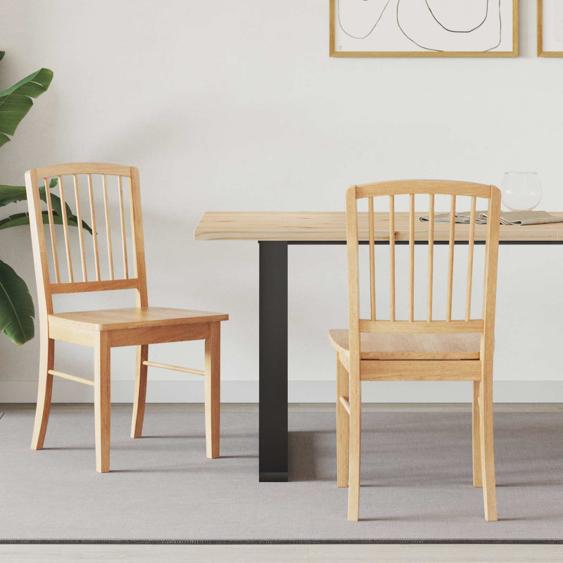 Krzesła jadalne 2 pcs Naturalny 50 x 52,5 x 91 cm Drewno Gumowe