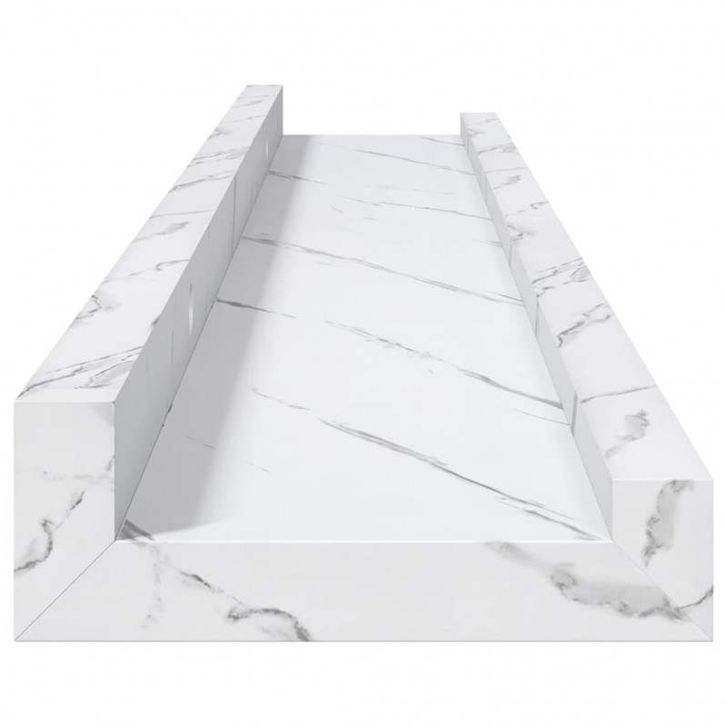 Półka ścienna z półką 4 pcs Biały marmur 60 x 9 x 3 cm