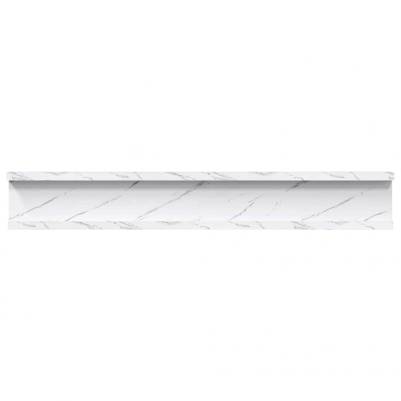 Półka ścienna z półką 4 pcs Biały marmur 60 x 9 x 3 cm