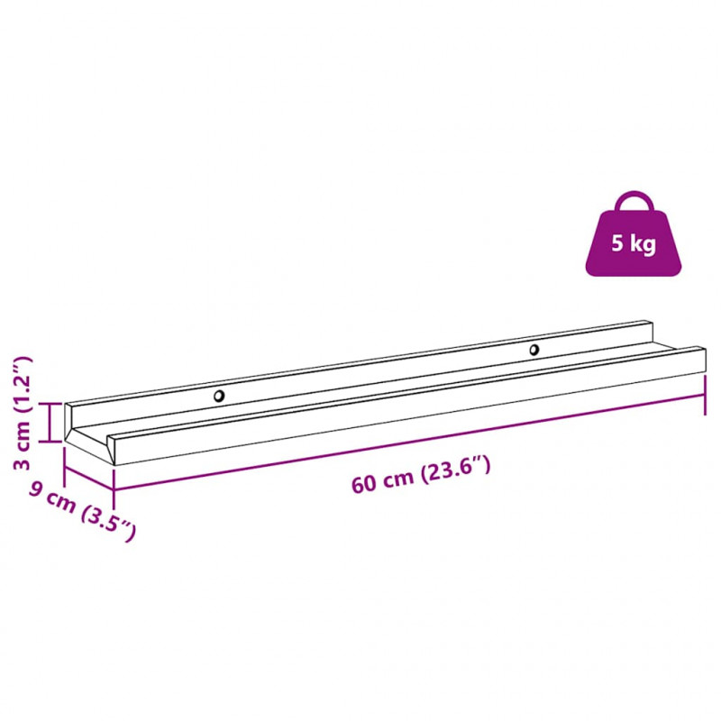 Półka ścienna z półką 4 pcs Biały marmur 60 x 9 x 3 cm
