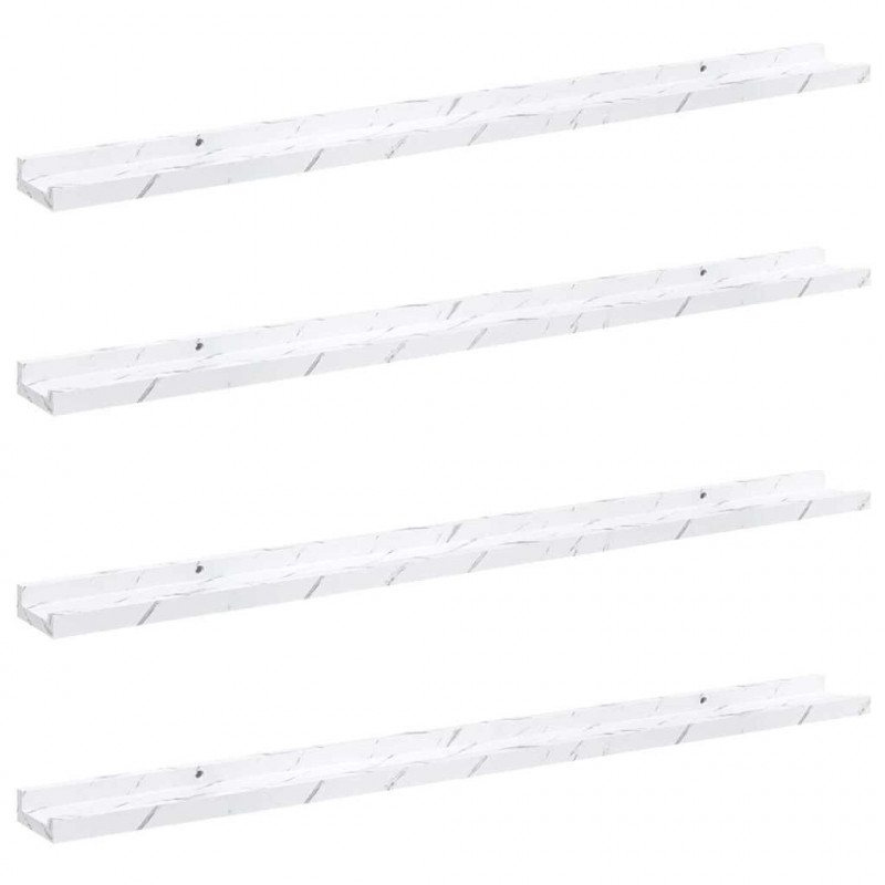 Półka ścienna z półką 4 pcs Biały marmur 100 x 9 x 3 cm