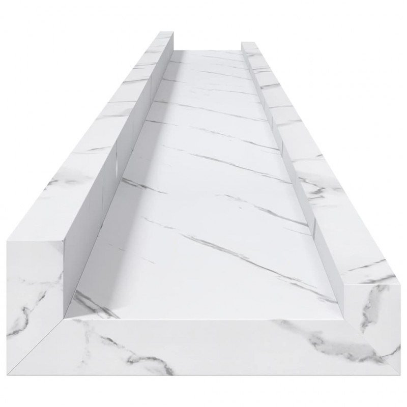 Półka ścienna z półką 4 pcs Biały marmur 100 x 9 x 3 cm