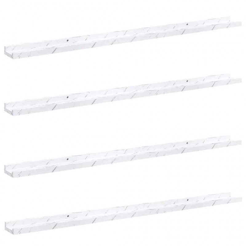 Półka ścienna z półką 4 pcs Biały marmur 115 x 9 x 3 cm