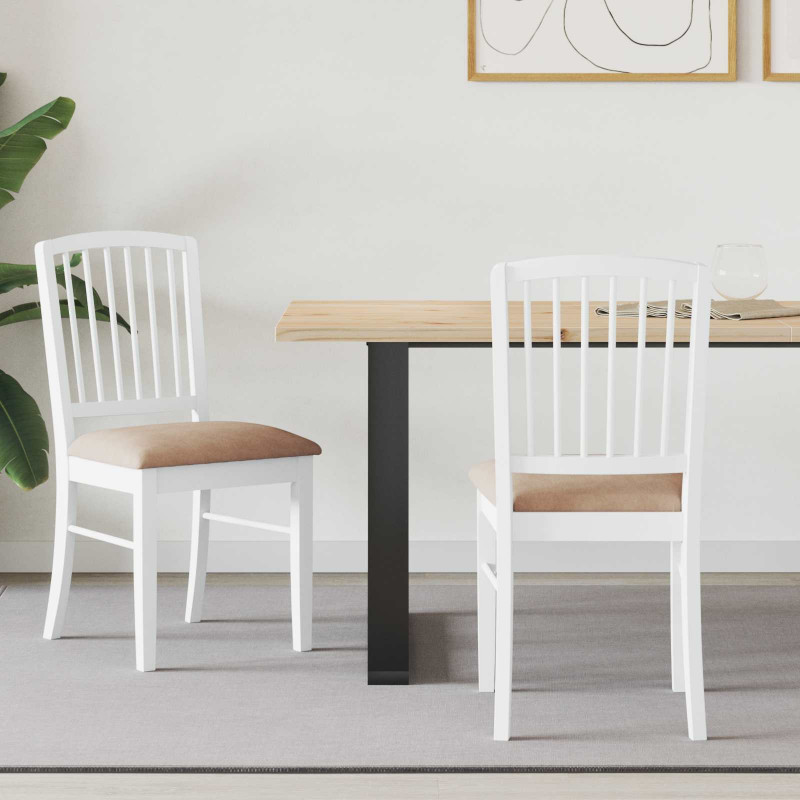Krzesła jadalne 2 pcs Biały 50 x 52,5 x 91 cm Drewno Gumowe