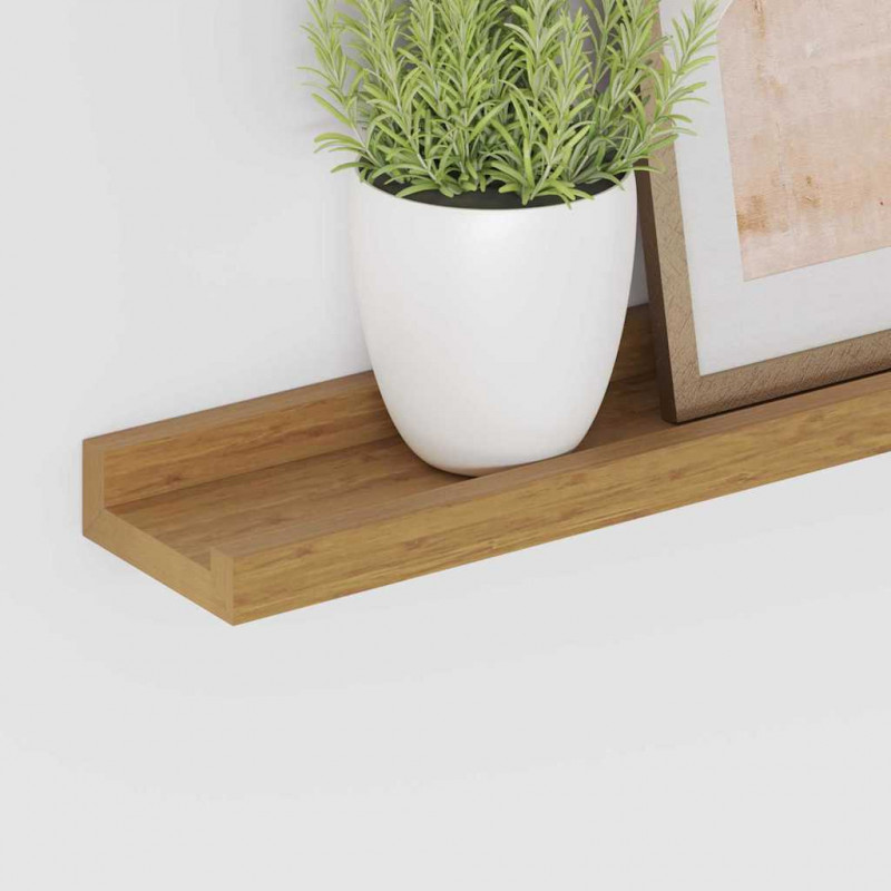 Półka ścienna z półką 2 pcs Beżowy 60 x 9 x 3 cm