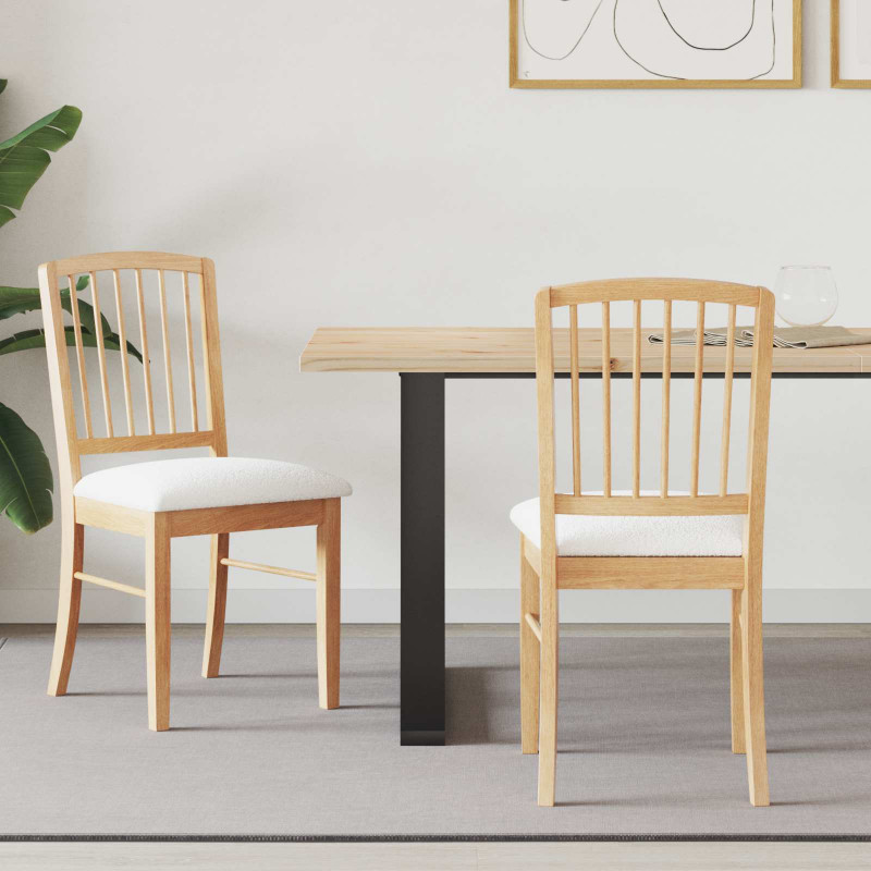 Krzesła jadalne 2 pcs Naturalny 50 x 52,5 x 91 cm Drewno Gumowe