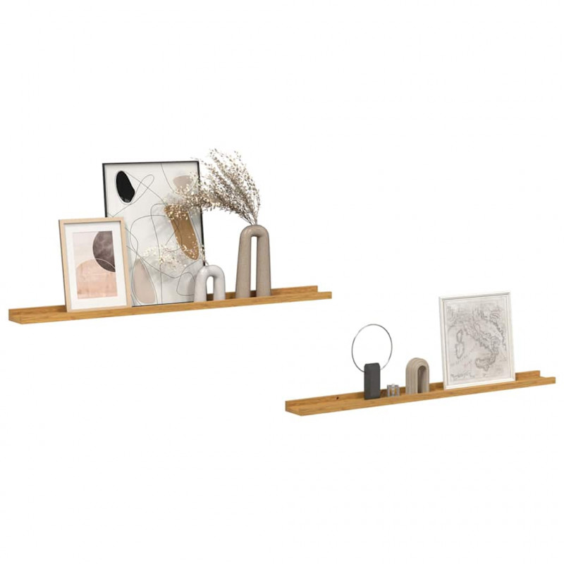 Półka ścienna z półką 2 pcs Beżowy 100 x 9 x 3 cm