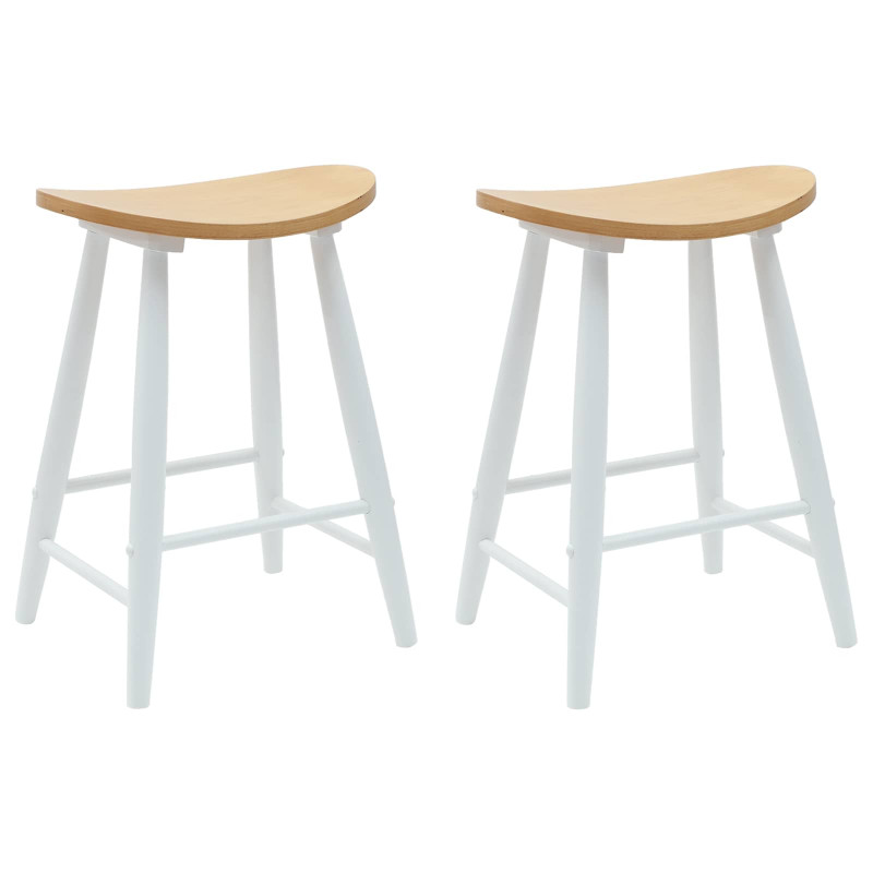 Krzesła jadalne 2 pcs Biały 46 x 37 x 63 cm Drewno Gumowe