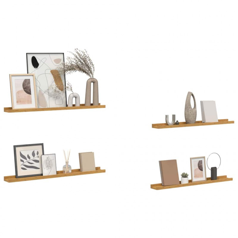 Półka ścienna z półką 4 pcs Beżowy 80 x 9 x 3 cm