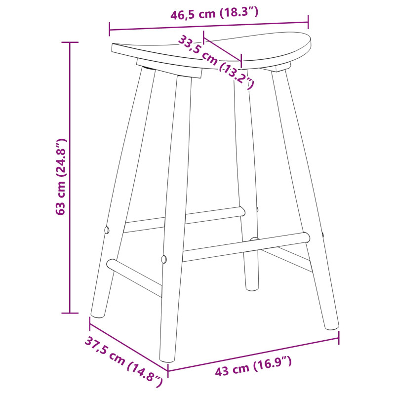 Krzesła jadalne 2 pcs Biały 46 x 37 x 63 cm Drewno Gumowe