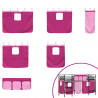 Łóżko piętrowe dla dzieci z zasłonami Czarny i różowy