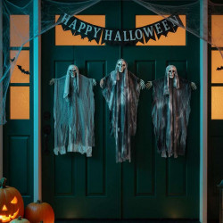 Zawieszany Duch Halloween 3 pcs Czarny 66 x 110 cm Poliester