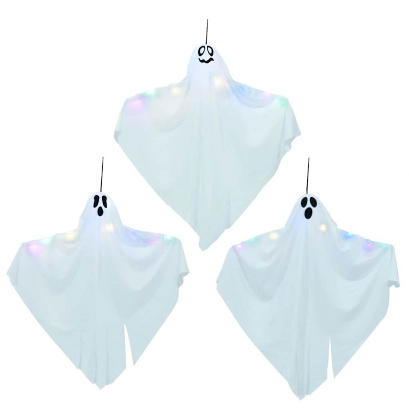 Zawieszany Duch Halloween 3 pcs Biały 52 x 62 cm Poliester