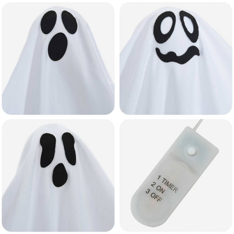 Zawieszany Duch Halloween 3 pcs Biały 52 x 62 cm Poliester