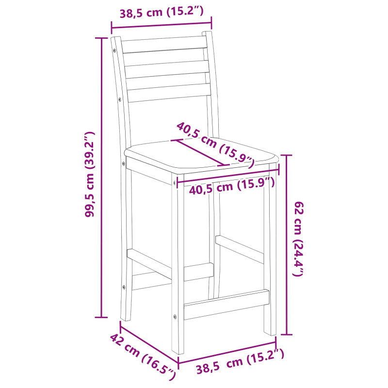 Krzesła jadalne 2 pcs Biały 40 x 47,5 x 99,5 cm Drewno Gumowe