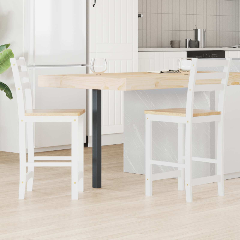 Krzesła jadalne 2 pcs Biały 40 x 47,5 x 99,5 cm Drewno Gumowe