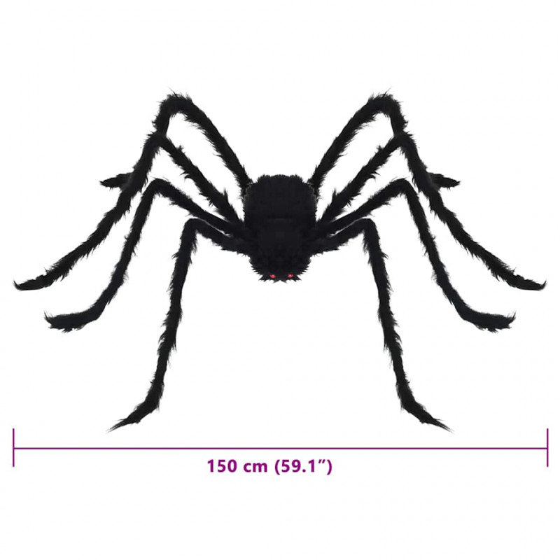 Dekoracja Pająka na Halloween 3 pcs Czarny 150 cm
