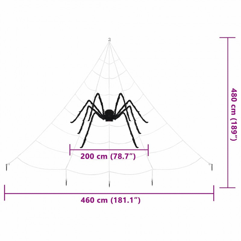 Dekoracja pająka halloweenowego z sieciami 2 pcs Czarny i biały