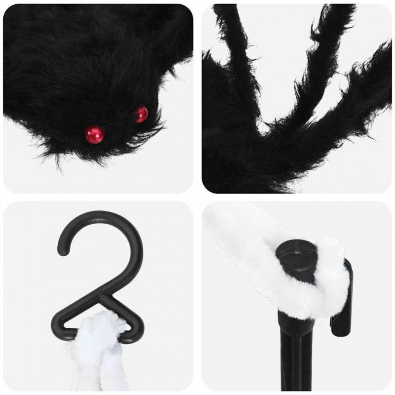 Dekoracja pająka halloweenowego z sieciami 4 pcs Czarny i biały