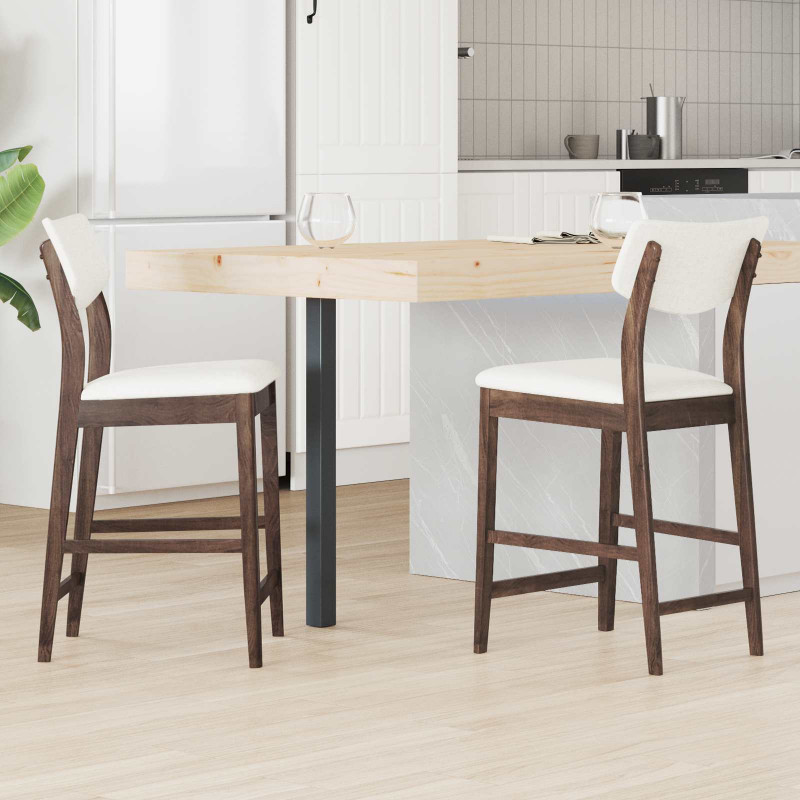 Krzesła jadalne 2 pcs Jasny Brąz 48 x 49 x 95 cm Drewno Gumowe