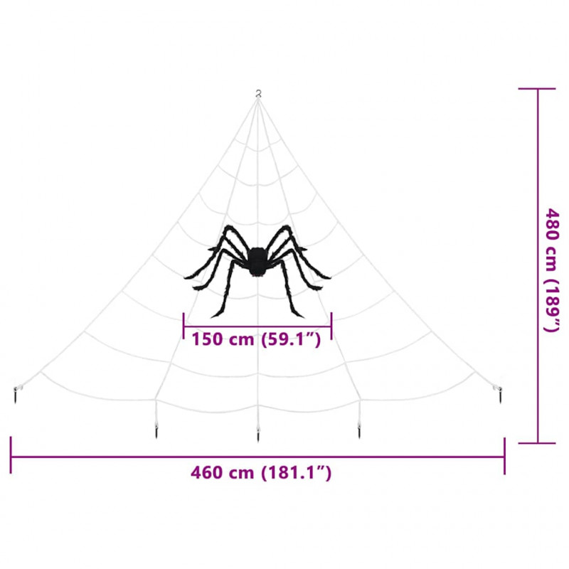 Dekoracja pająka halloweenowego z sieciami 4 pcs Czarny i biały