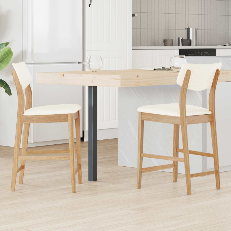 Krzesła jadalne 2 pcs Naturalny 48 x 49 x 95 cm Drewno Gumowe