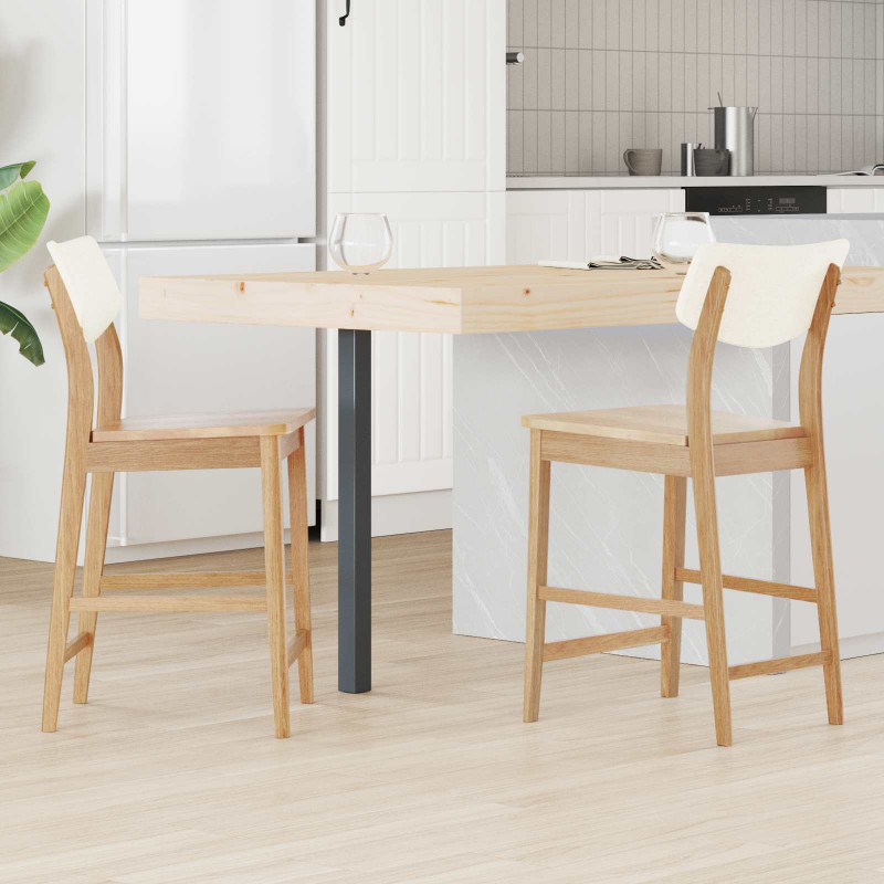 Krzesła jadalne 2 pcs Naturalny 48 x 49 x 95 cm Drewno Gumowe