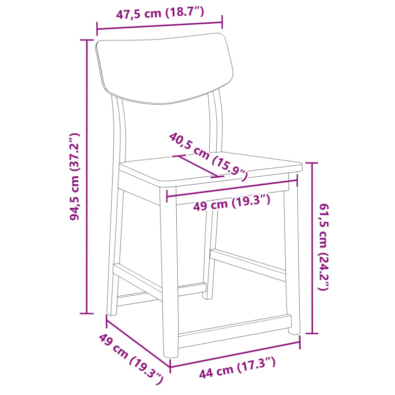 Krzesła jadalne 2 pcs Biały 48 x 49 x 95 cm Drewno Gumowe