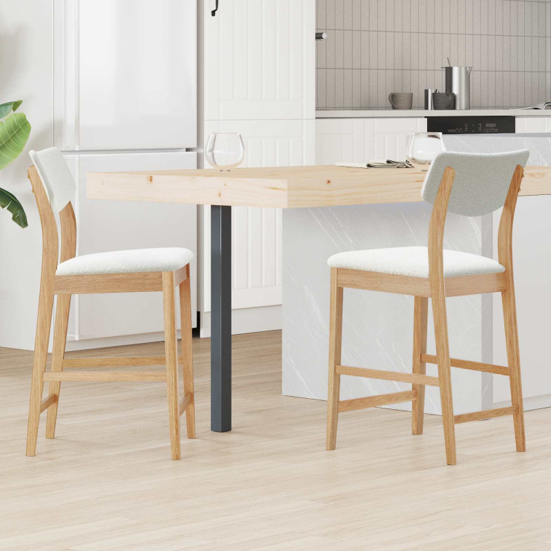 Krzesła jadalne 2 pcs Naturalny 48 x 49 x 95 cm Drewno Gumowe