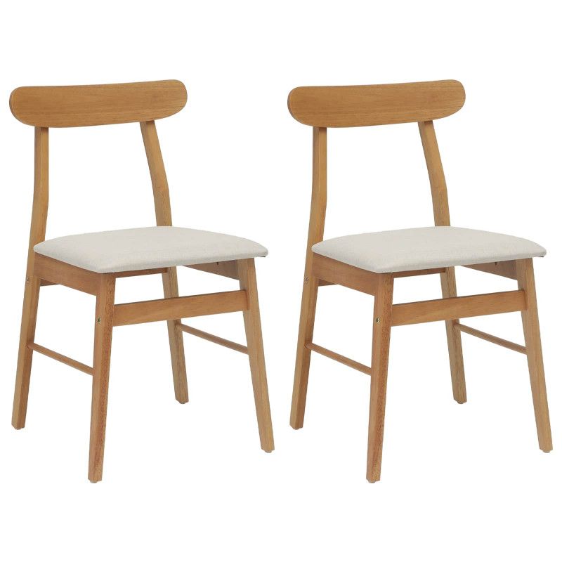 Krzesło jadalniane 2 pcs Naturalny i jasny Drewno Gumowe