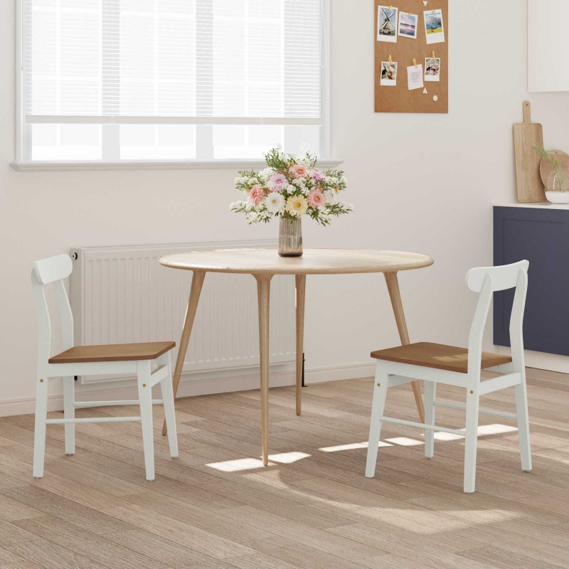 Krzesło jadalniane 2 pcs Biały i naturalny 43 x 44,5 x 77 cm