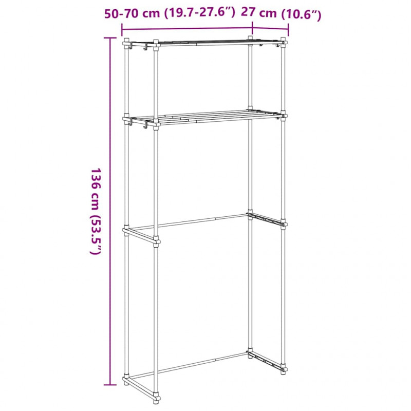 Półka na pralkę Biały 70 x 27 x 136 cm Aluminium