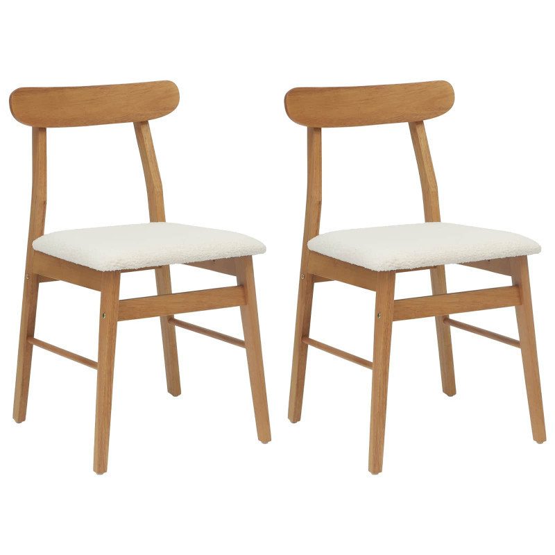 Krzesło jadalniane 2 pcs Naturalny i jasny Drewno Gumowe