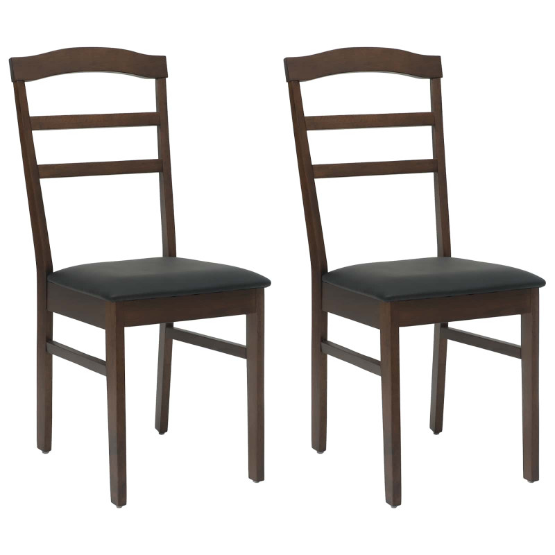 Krzesło jadalniane 2 pcs Jasnobrązowy i czarny Drewno Gumowe