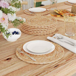 Okrągłe Woven Placematy 10 pcs Naturalny Ø 30 cm Hiacynt wodny