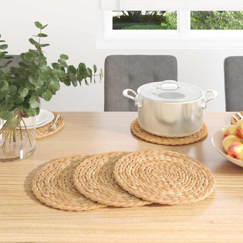 Okrągłe Woven Placematy 10 pcs Naturalny Ø 30 cm Hiacynt wodny